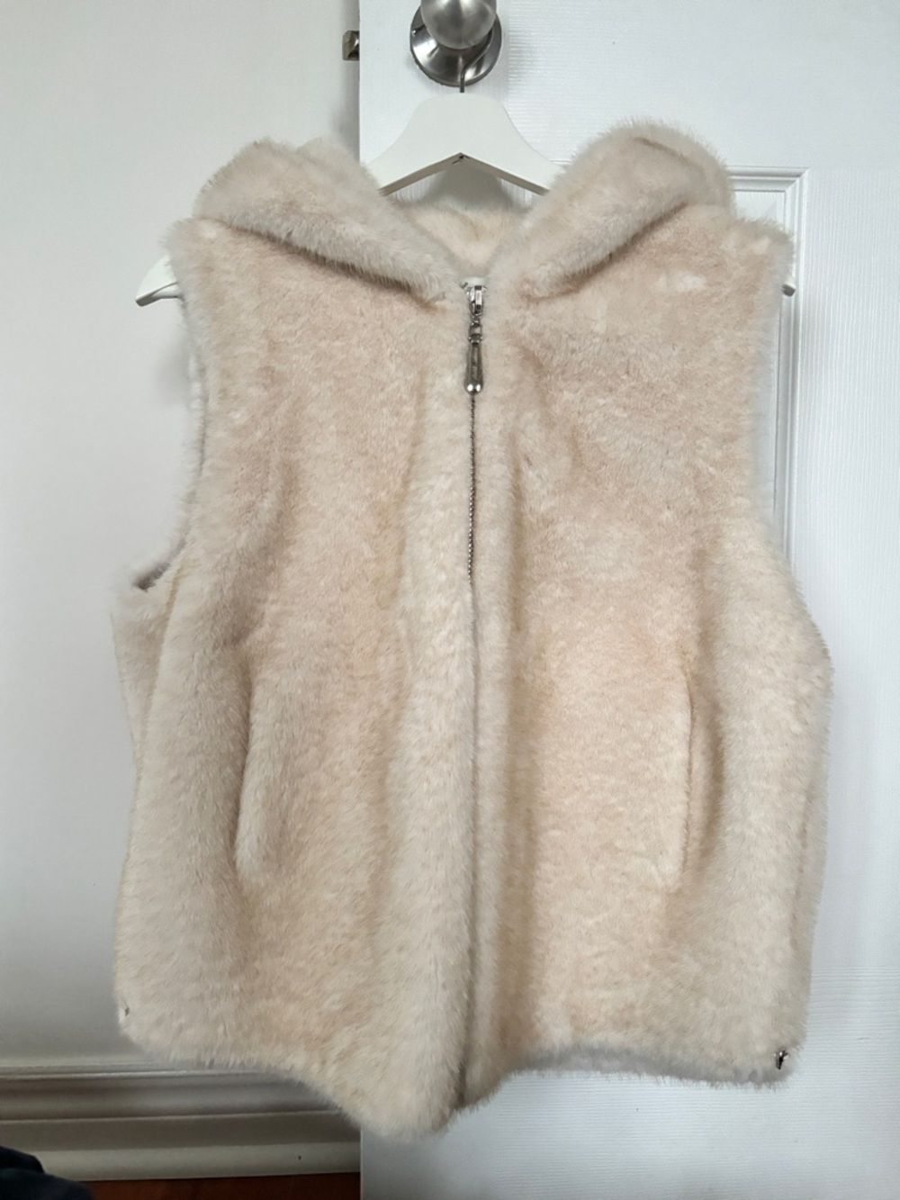 Cream Faux Fur Hooded Vest